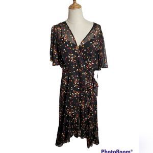 NWT Calvin Klein Black Floral Midi Dress